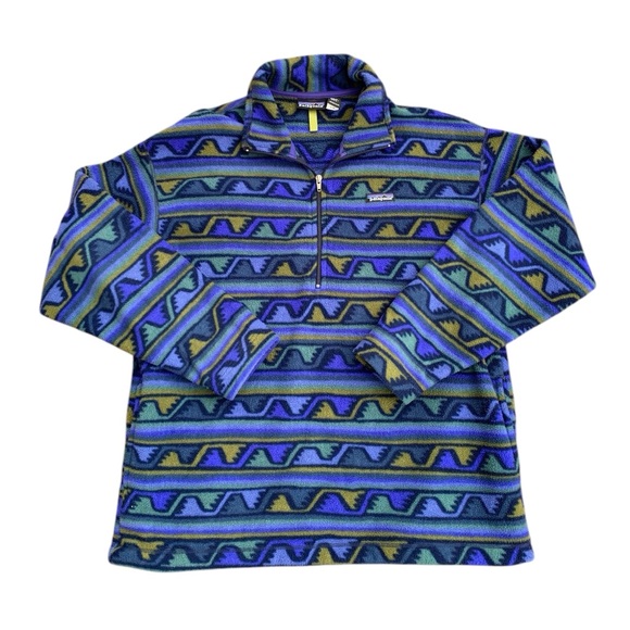 Patagonia Other - Vintage 1999 Patagonia Made In USA Wave Print Fleece Jacket Men’s Size Large